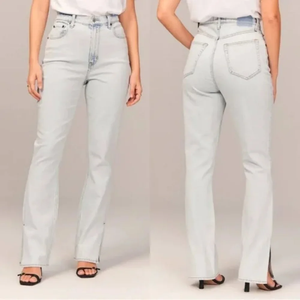 NWT A&F 30 Contemporary Curve Love Ultra High Rise Slim Straight Split Hem Jeans - Picture 2 of 14